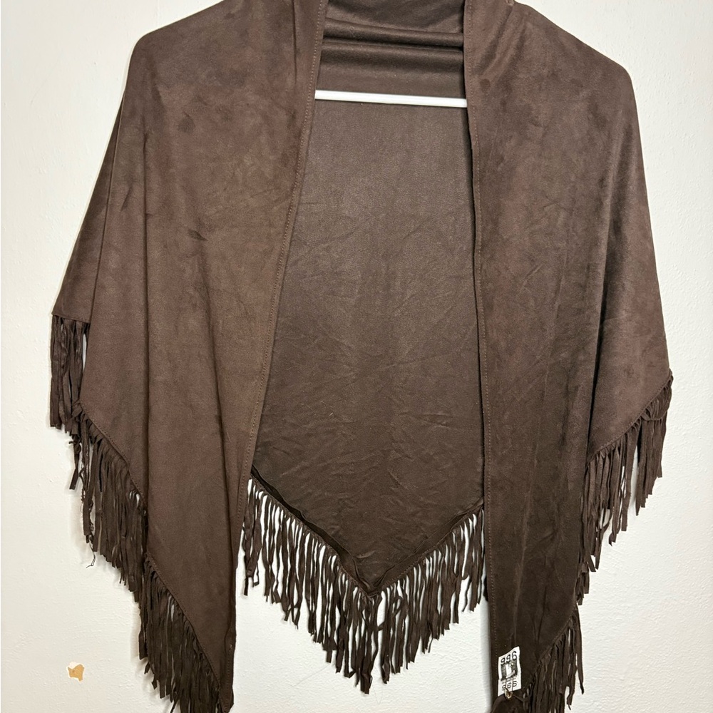 Brown Fringe Shawl